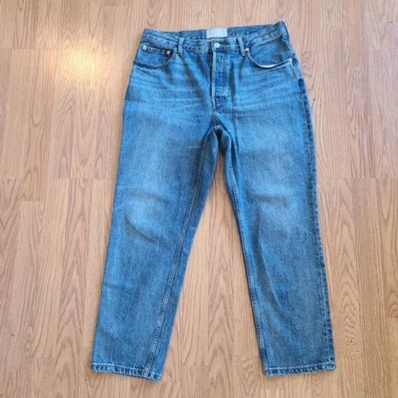EVERLANE THE ORIGINAL CHEEKY JEAN STRETCH DENIM HIGH RISE MOM JEANS sz 34 Tall - Picture 2 of 6